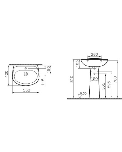 Раковина Vitra Normus 55 9600B003-7650 Белая