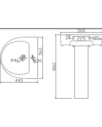 Раковина BelBagno FLAY с полупьедесталом