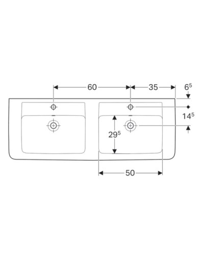 Раковина 130х48 см Geberit Renova Plan 122130000