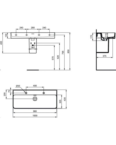 Раковина 100х43 см Ideal Standard Strada II T372401