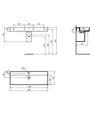 Раковина 120х43 см Ideal Standard Strada II T300601