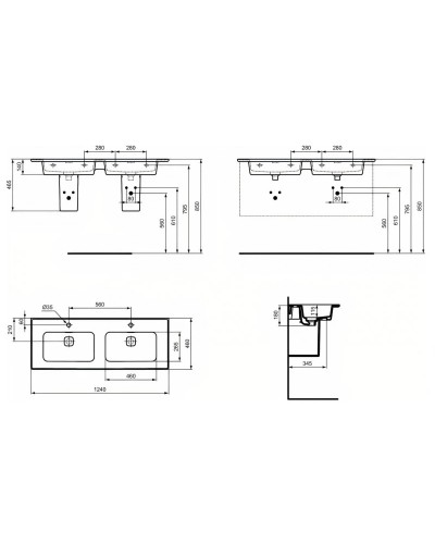 Раковина 124х46 см Ideal Standard Strada II T300501