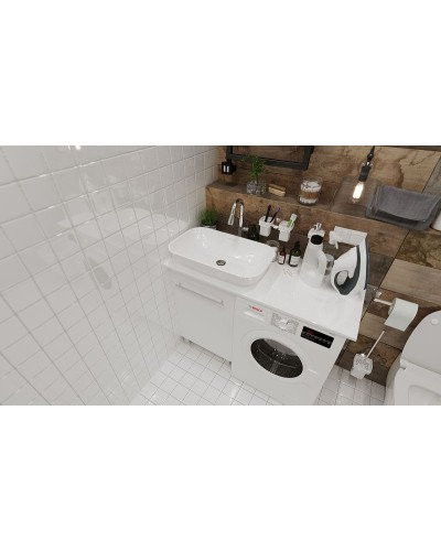 Столешница под раковину 1MarKa Wash 110 Ц0000004097 над стиральной машиной Белый глянец