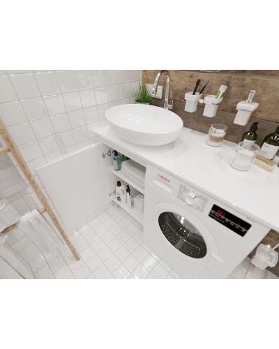 Столешница под раковину 1MarKa Wash 110 Ц0000004097 над стиральной машиной Белый глянец