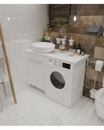 Столешница под раковину 1MarKa Wash 110 Ц0000004097 над стиральной машиной Белый глянец