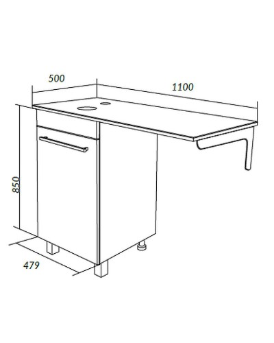 Столешница под раковину 1MarKa Wash 110 Ц0000004097 над стиральной машиной Белый глянец