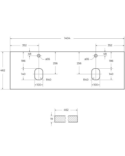 Столешница под раковину BelBagno 140 EK-140-2-BL Bianco Lucido