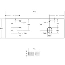 Столешница под раковину BelBagno 140 EK-140-2-BO Bianco Opaco