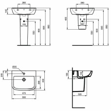 Раковина Ideal Standard Tempo 55 T056501 Euro White