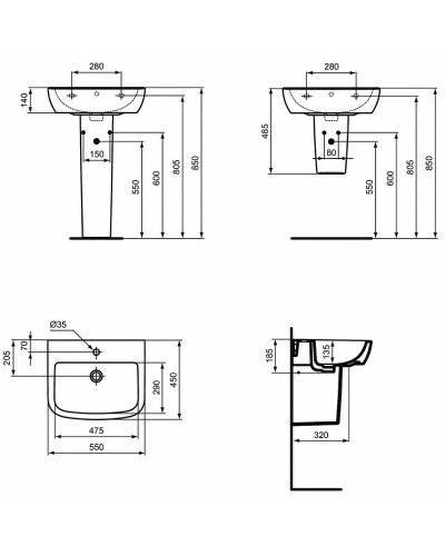 Раковина Ideal Standard Tempo 55 T056501 Euro White
