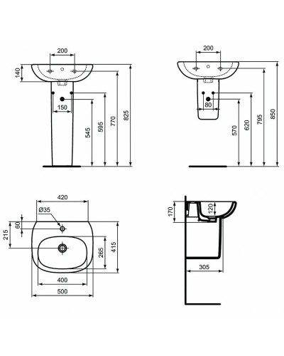 Раковина Ideal Standard Tesi 50 T009401 Euro White