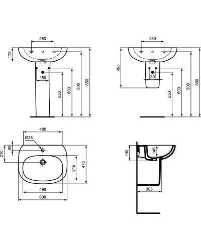 Раковина Ideal Standard Tesi 60 T351401 Euro White