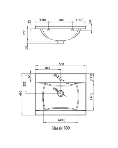 Умывальник 60 см Ravak Classic 600 XJD01160000