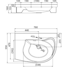 Умывальник 78 см Ravak Rosa Comfort L с полотенцедержателем XJ8L1100000
