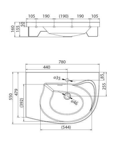 Умывальник 78 см Ravak Rosa Comfort R с полотенцедержателем XJ8P1100000