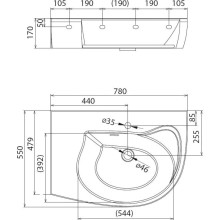 Умывальник 78 см Ravak Rosa Comfort Plus R с полотенцедержателем XJ0P1100000