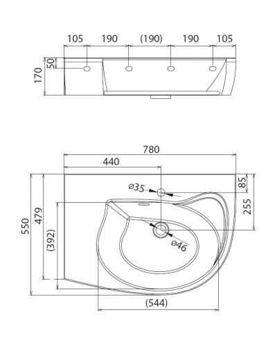 Умывальник 78 см Ravak Rosa Comfort Plus R с полотенцедержателем XJ0P1100000