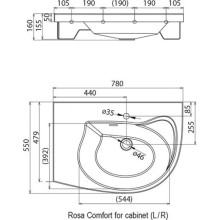 Умывальник 78 см Ravak Rosa Comfort N R XJ8P11N0000