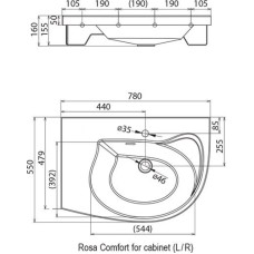Умывальник 78 см Ravak Rosa Comfort N R XJ8P11N0000