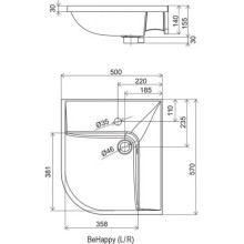 Умывальник 50x57 см Ravak BeHappy L XJAL1100000