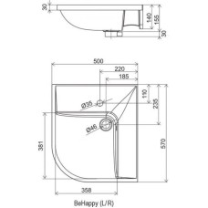 Умывальник 50x57 см Ravak BeHappy L XJAL1100000