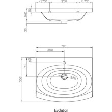 Умывальник 70 см Ravak Evolution c переливом XJE01100000