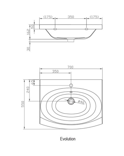 Умывальник 70 см Ravak Evolution c переливом XJE01100000