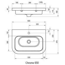 Умывальник 65 см Ravak Chrome 650 XJG01165000