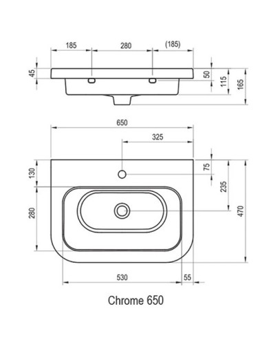 Умывальник 65 см Ravak Chrome 650 XJG01165000