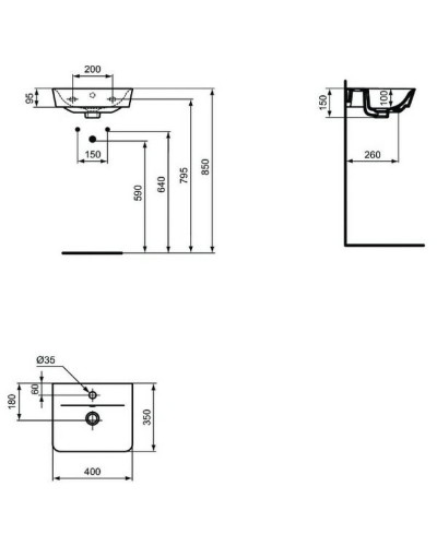 Раковина Ideal Standard Connect Air 40 E0307V3 Черный шелк