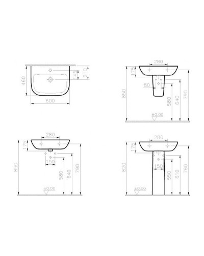 Раковина Vitra S20 60 5503B003-0001 Белая