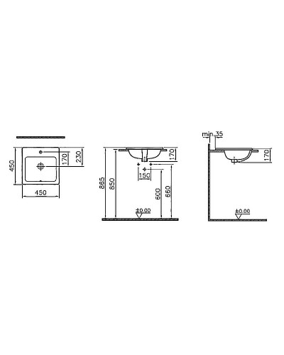 Раковина Vitra S20 45 5463B003-0001 Белая