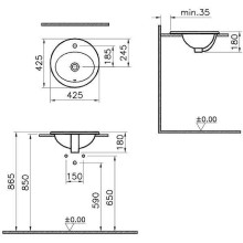 Раковина Vitra S20 43 5466B003-0001 Белая