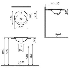 Раковина Vitra S20 43 5466B003-0001 Белая