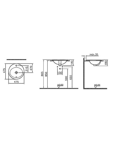 Раковина Vitra S20 48 5467B003-0001 Белая