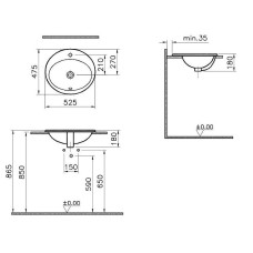 Раковина Vitra S20 53 5468B003-0001 Белая