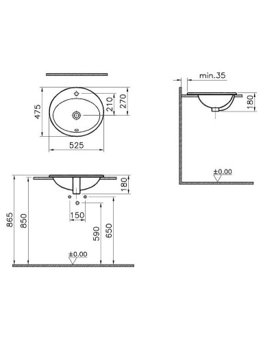 Раковина Vitra S20 53 5468B003-0001 Белая