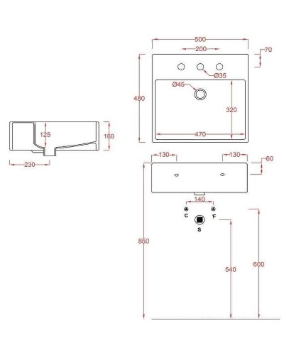 Раковина Artceram Quadro 50 QUL002 01 00 Белая глянцевая