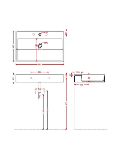 Раковина Artceram Scalino 75 SCL008 17 00 Черная матовая