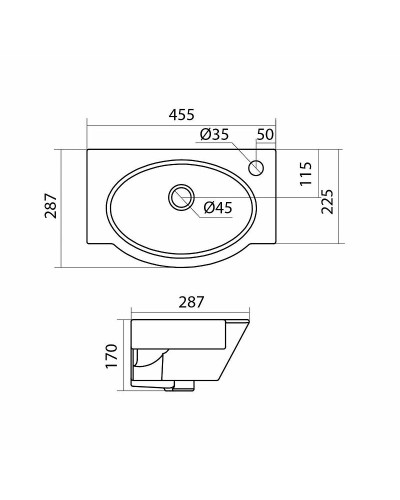 Раковина Santek Форум 45 R 1WH110545 Белая
