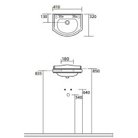 Раковина Kerasan Retro 41 103301x0 Белая