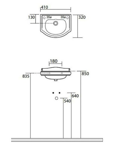 Раковина Kerasan Retro 41 103301x0 Белая