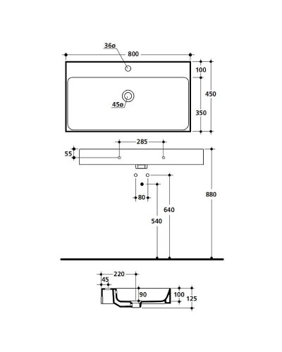 Раковина Kerasan Cento 80 353301x1 Белая