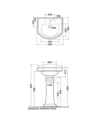 Раковина Kerasan Retro 55 104501x1 Белая