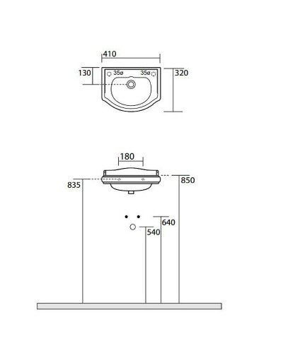Раковина Kerasan Retro 41 103301x1 sx Белая