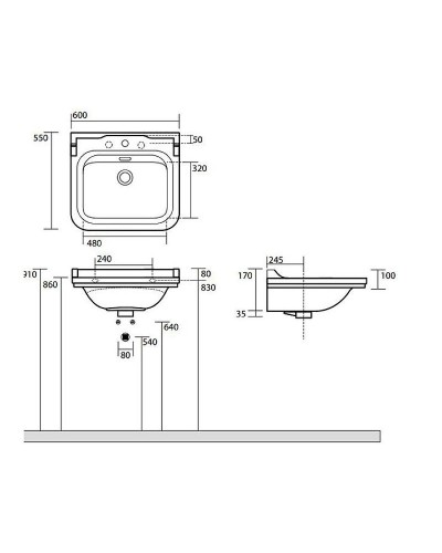 Раковина Kerasan Waldorf 60 4140K1bi/crx1 Белая