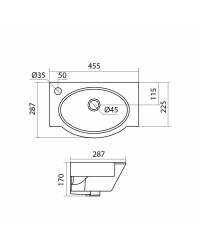 Раковина Santek Форум 45 L 1WH110542 Белая