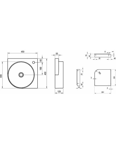 Раковина Ravak Yard 45 C XJX01245000 угловая Белая
