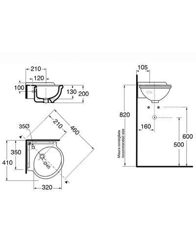 Раковина Azzurra Jubilaeum 35 JULS0353500MBI (JUB35/AN bi)x1 Белая