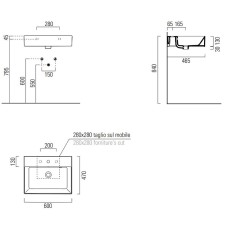 Раковина GSI Kube X 60 9431111 Белая